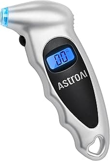 AstroAI Digital Tire Pressure Gauge 150 PSI 4 Settings for Car Truck Bicycle with Backlit LCD and Non-Slip Grip Silver 1 Pack