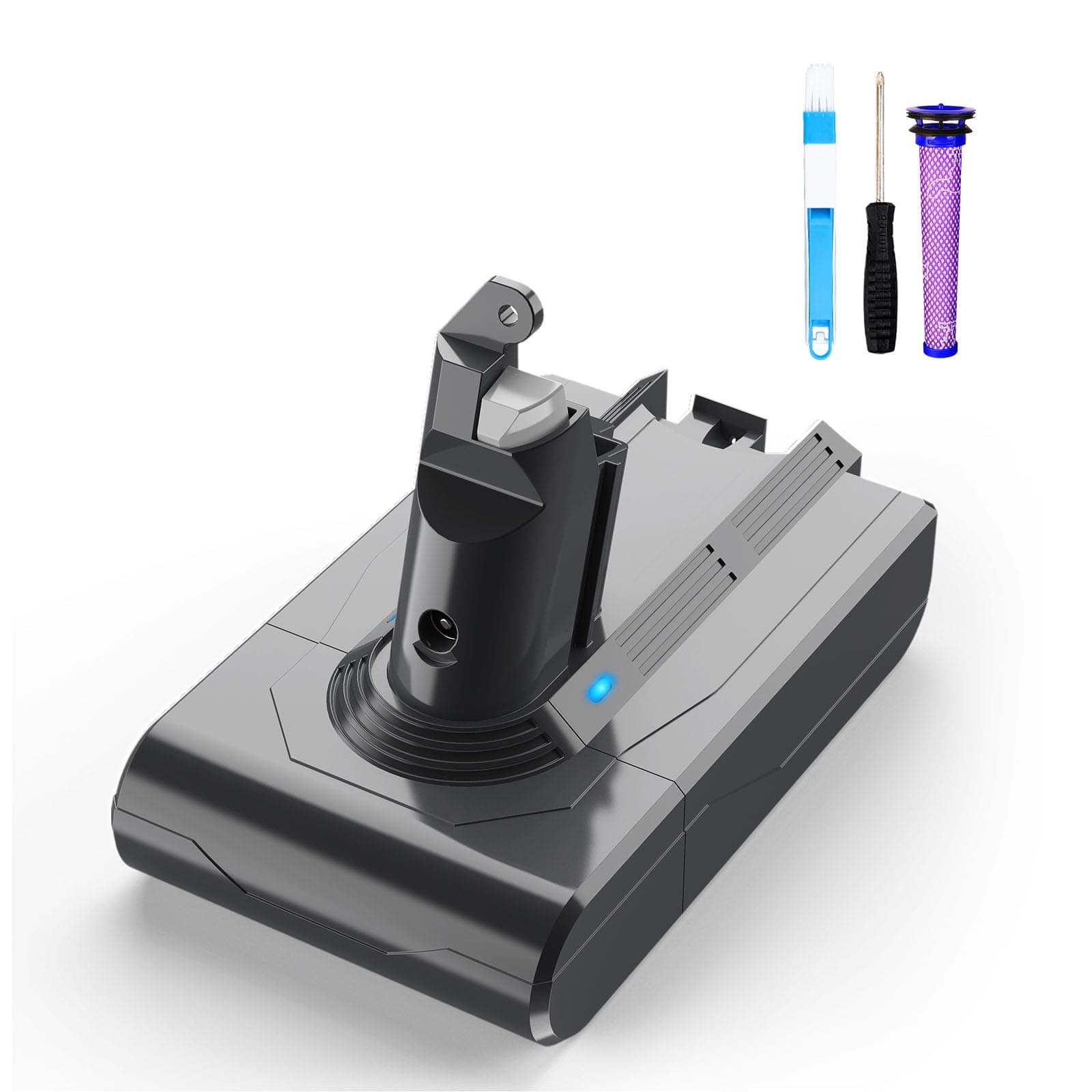 4.0AH Cordless V6 Battery Replacement, 21.6V Compatible with V6 SV03 SV04 SV09 DC58 DC59 DC62 DC72 V6 Animal V6 Fluffly V6 Absolute V6 Motorhead Vacuum Cleaner with 2 Filters