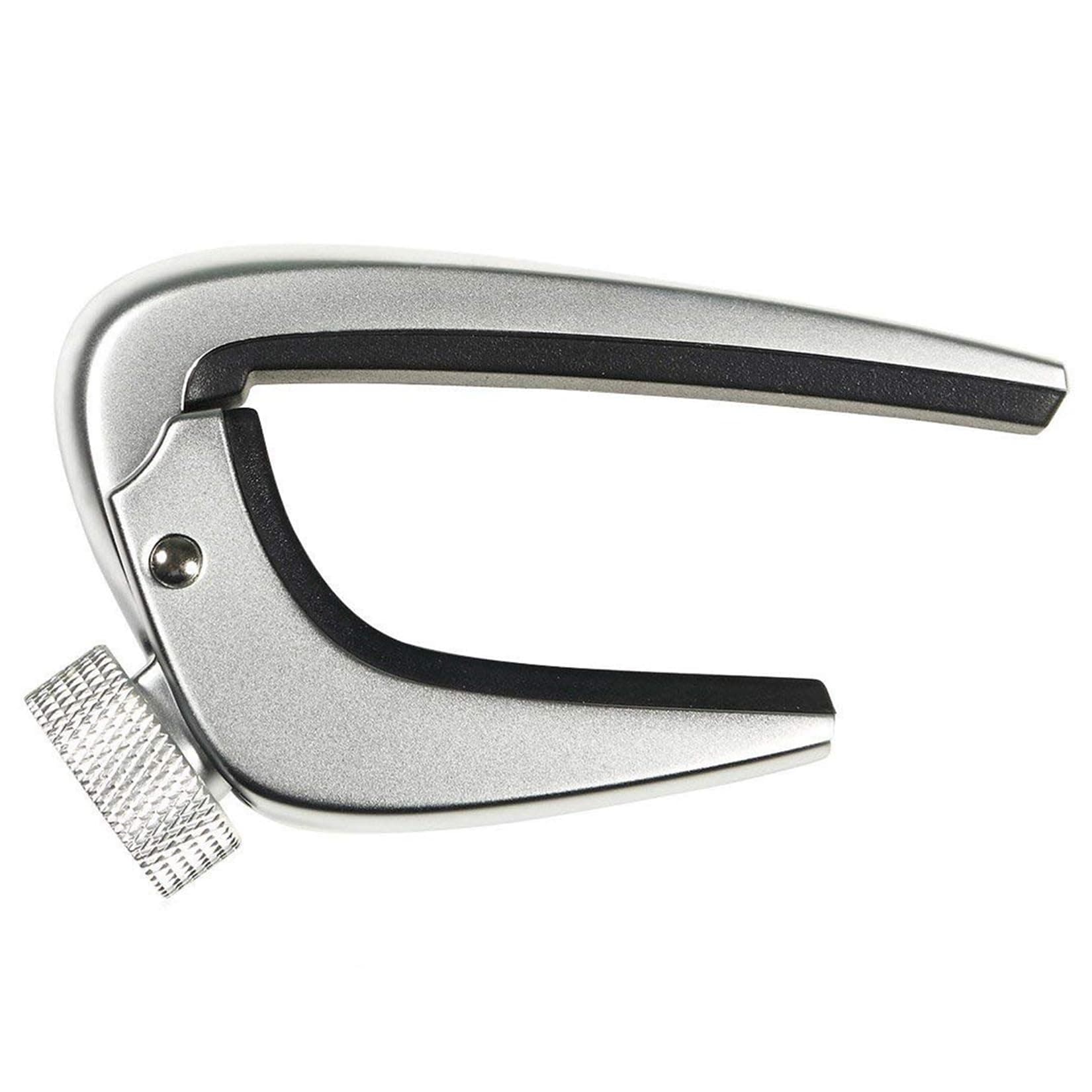 WINGO 6 String Steel Guitar Capo with Micro Tension Adjustment Knob for Acoustic Electric Guitars - Silver