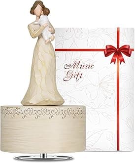 Music Box Mom and Baby Sculpted Statue - Hand-Painted Collectible Figurine - Mother's Day, Thanksgiving, Birthday Gift - Plays You Are My Sunshine