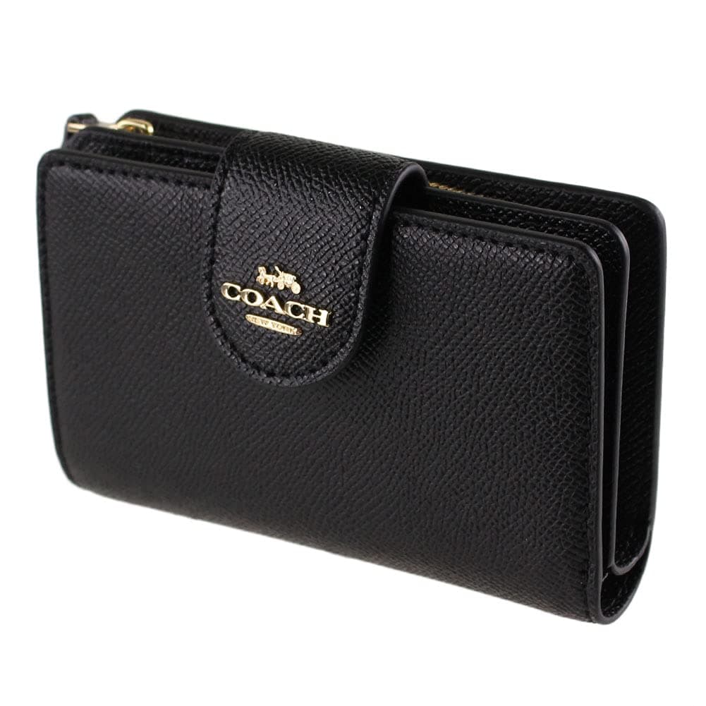 Medium Leather Corner Zip Wallet in Black - Gold, Style No. 6390, Gold/Black, Medium Leather Corner Zip Wallet