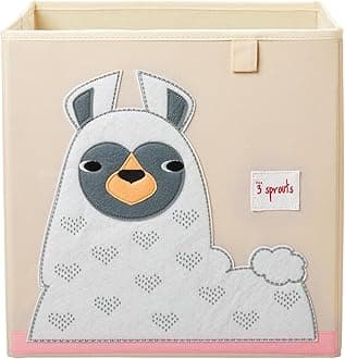 3 Sprouts Cube Toy Storage Box - Toy Organizer for Kids Storage (13x13x13 Inches), LLAMA