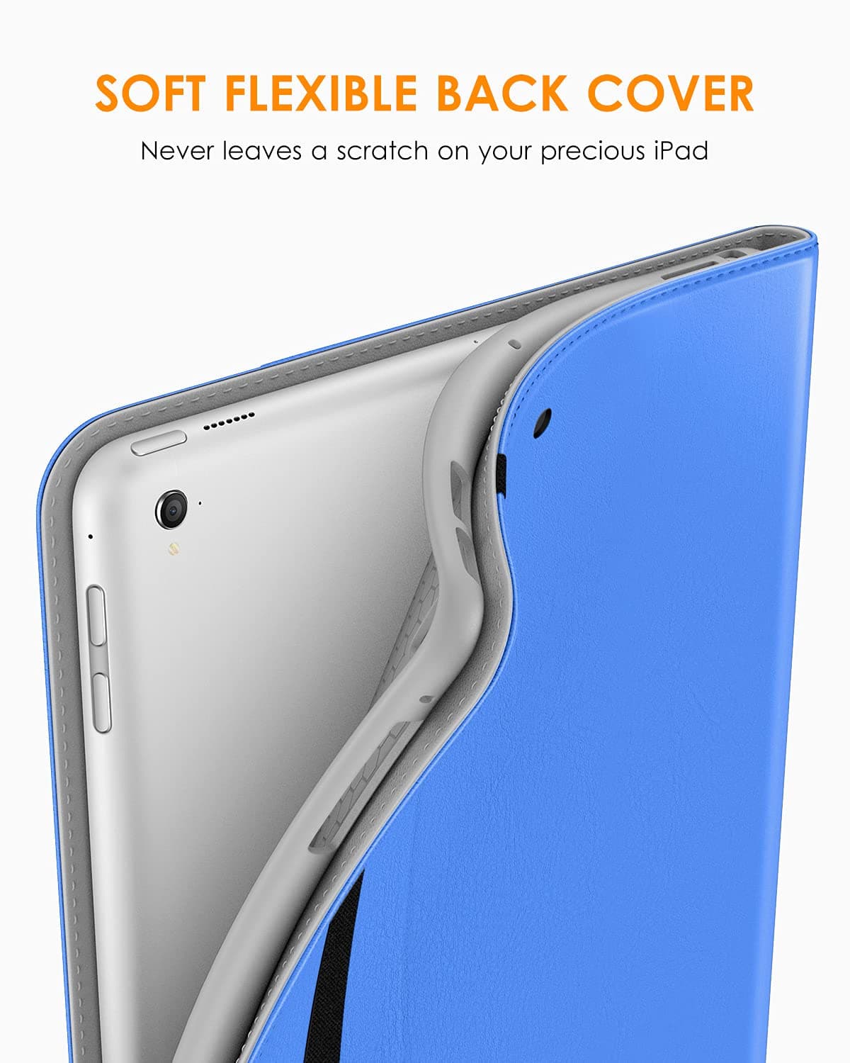 DTTO for iPad 9.7 Inch 5th/6th Generation 2018/2017 Case with Apple Pencil Holder, Premium Leather Folio Stand Cover Case for Apple iPad 9.7 inch, Also Fit iPad Pro 9.7/Air 2/Air - Royal Blue