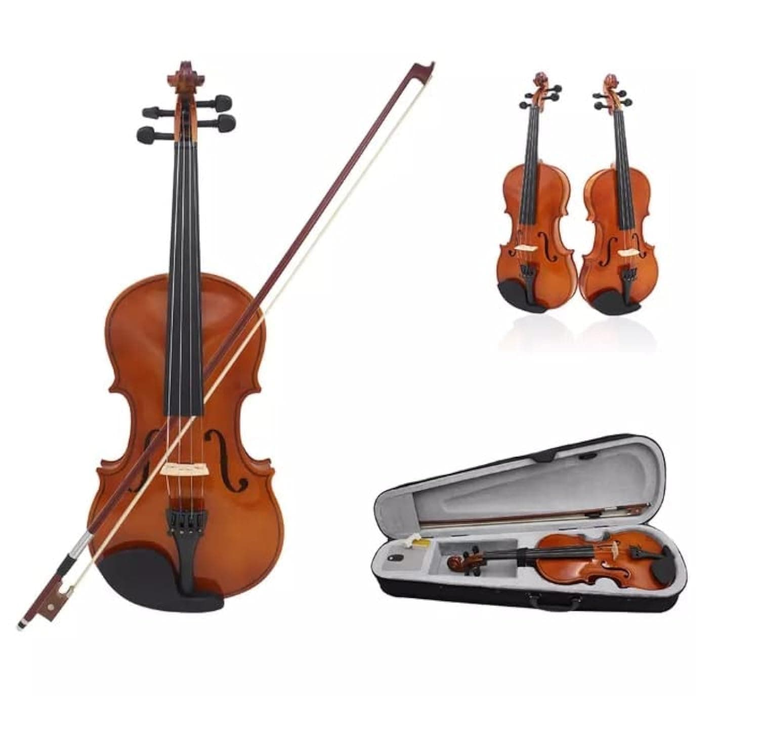 Megarya Student Acoustic Violin 3/4 Size With Case, Bow, Rosin And Violin Stand