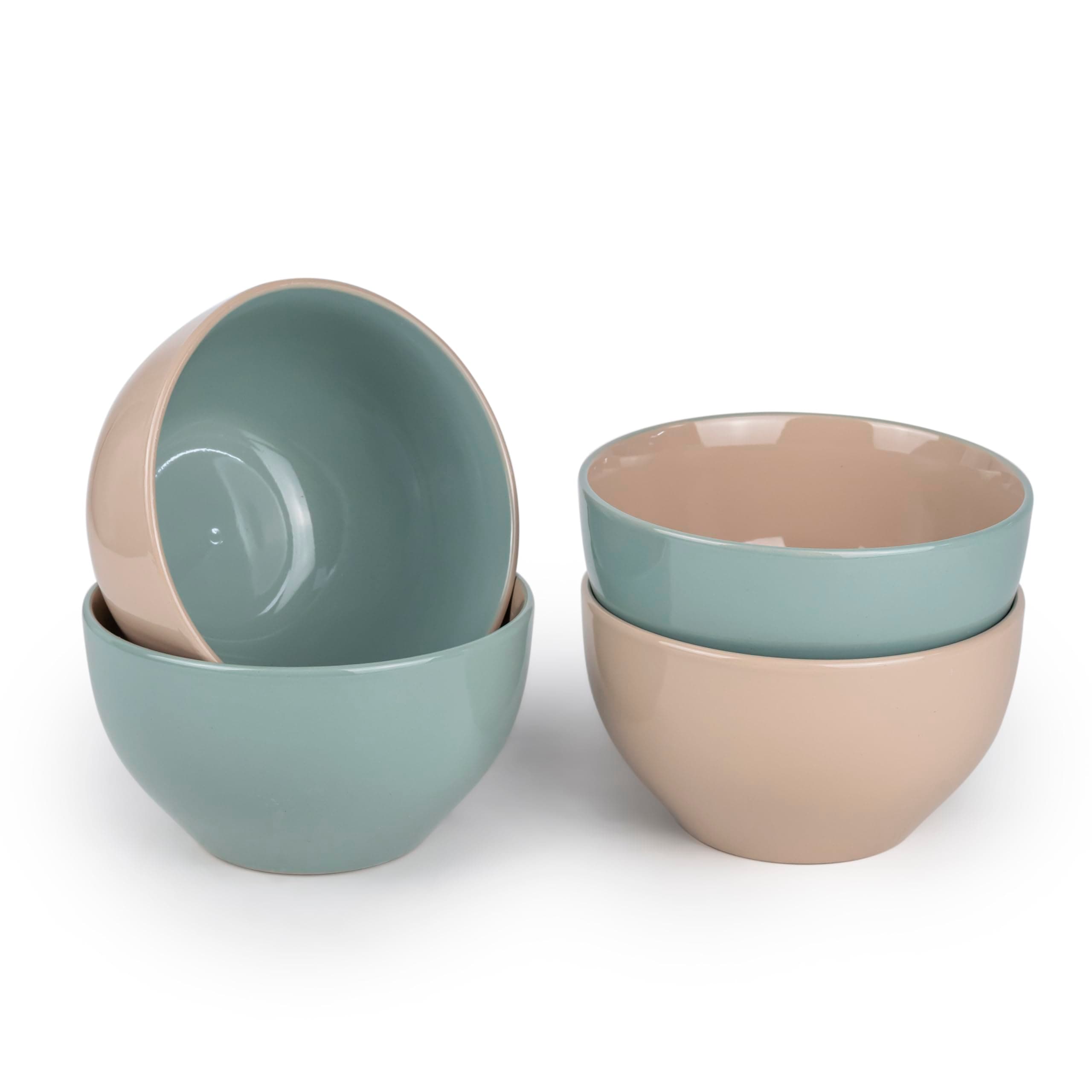 Bone China Shallow Moire 4-Piece Deep Bowls Set Kitchen Dinnerware, Ceramic, Stoneware - Two | 14cm Diameter