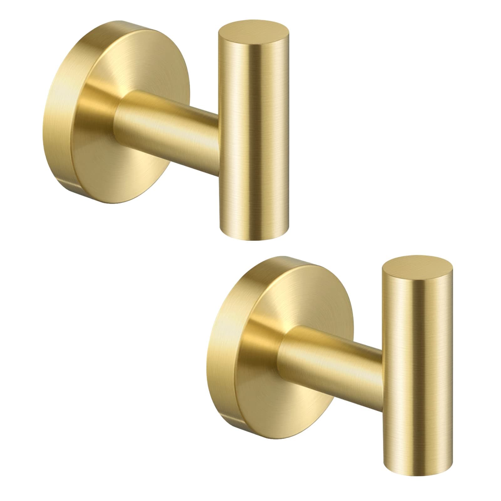 KES Bath Robe Hook Towel Hook for Bathroom Kitchen SUS304 Stainless Steel Wall Mount Brushed Gold 2 Pack, A2164-BZ-P2