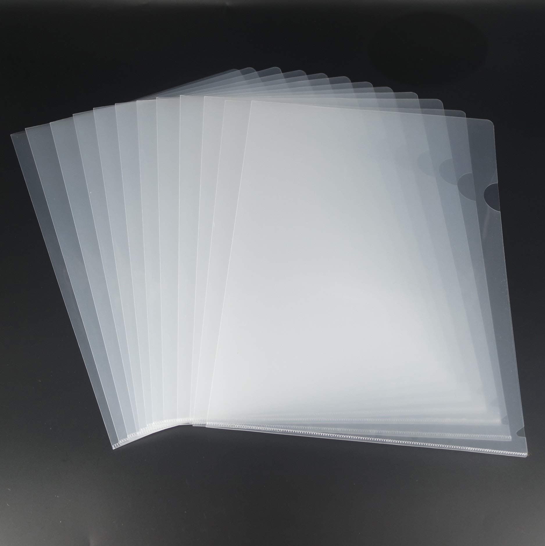 L-Type Plastic Folder Safe Project Pockets Transparent Clear Document Folder 12pcs for A4 paperPlastic Paper Jacket Sleeves in Assorted Project Folders