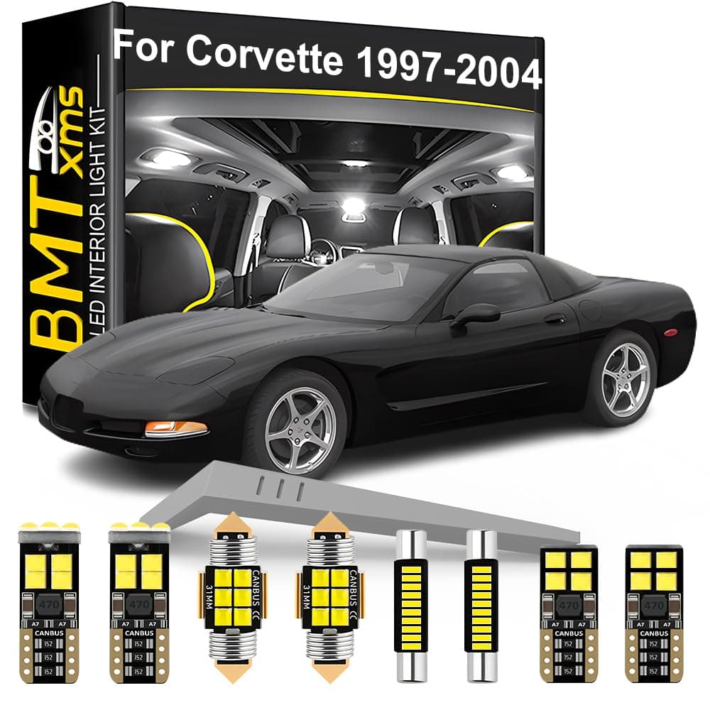 LED Interior Light Kit Replacement for Chevrolet Chevy Corvette C5 1997 1998 1999 2000 2001 2002 2003 2004, Super Bright 6000K White