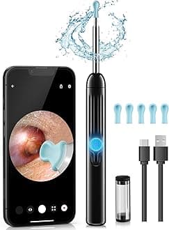 Ear Wax Removal, 1080P HD Scope and 6 LED Lights, Ear Cleaner with Camera, Ear Cleaning Kit - Earwax Remover Tool with 5 Spoon (Onyx)