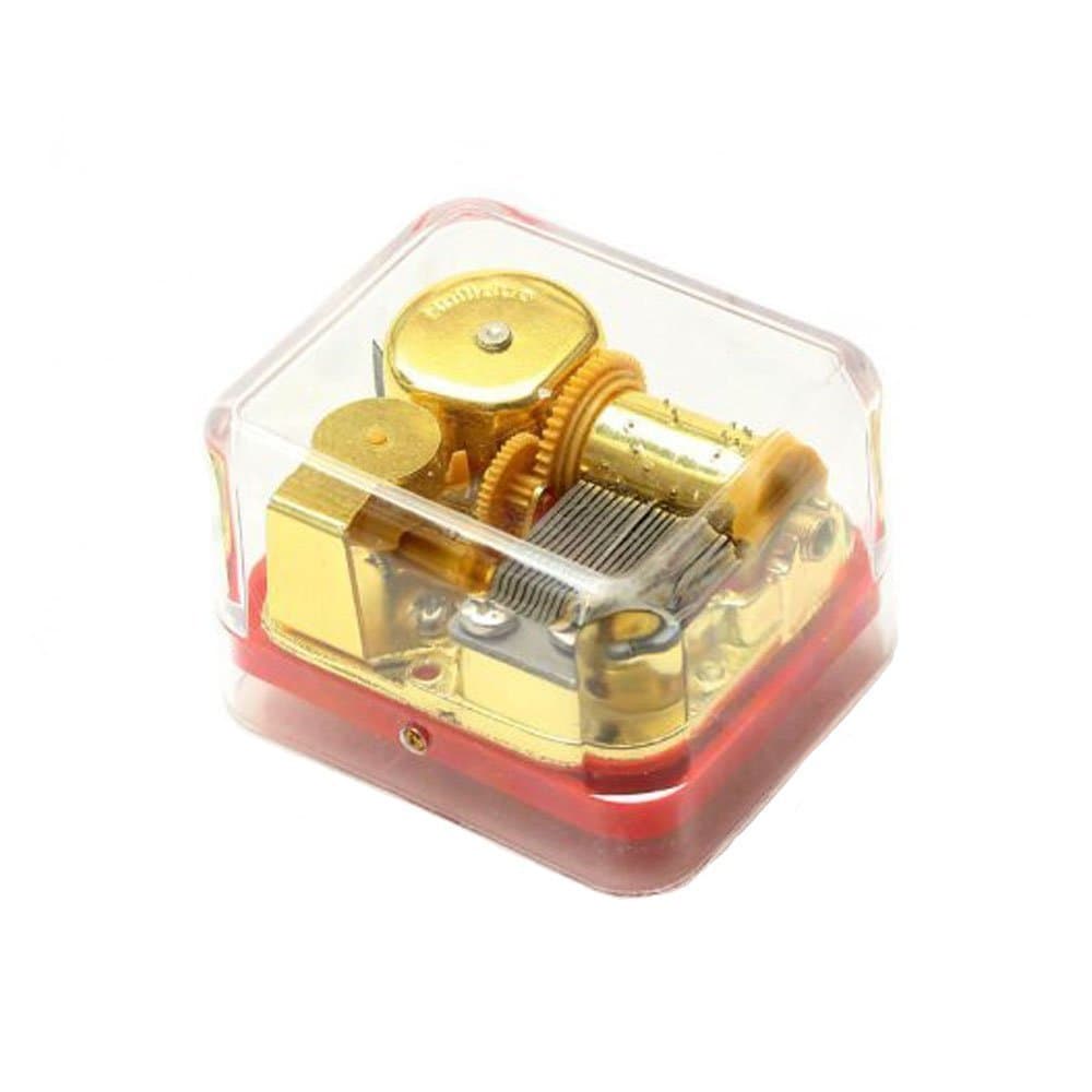 Windup Plastic Music Box, Different Tunes Available (Item No. Ft002, Gold-plating Movement,set of 1) (Red Base, Tune:Lilium from Elfen Lied)