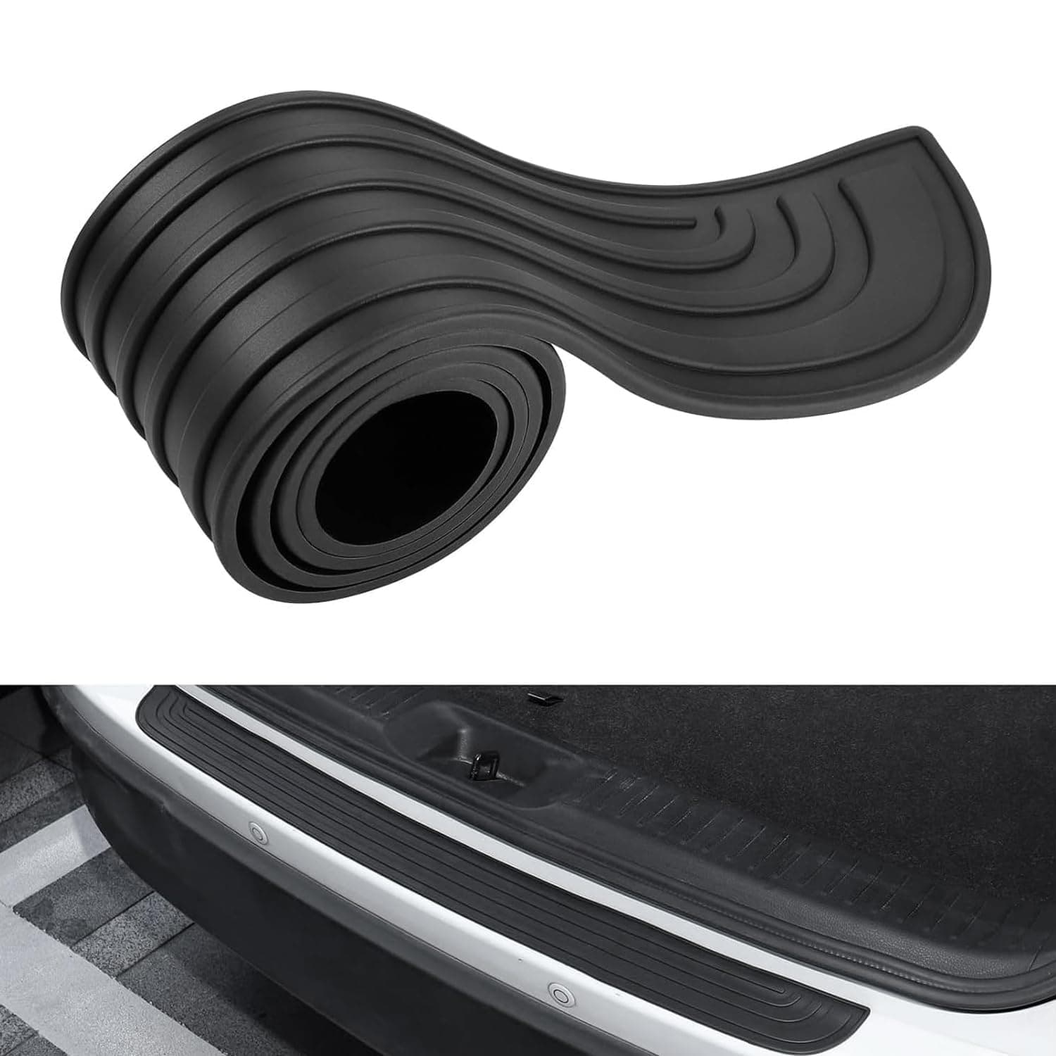 Car Rear Bumper Protector,Bumper Protector Strip,Universal Flexible Rear Bumpers Guard Protectors for Car,Anti-scratch Cover for Pickup Truck SUV (Black 35.4" X3")