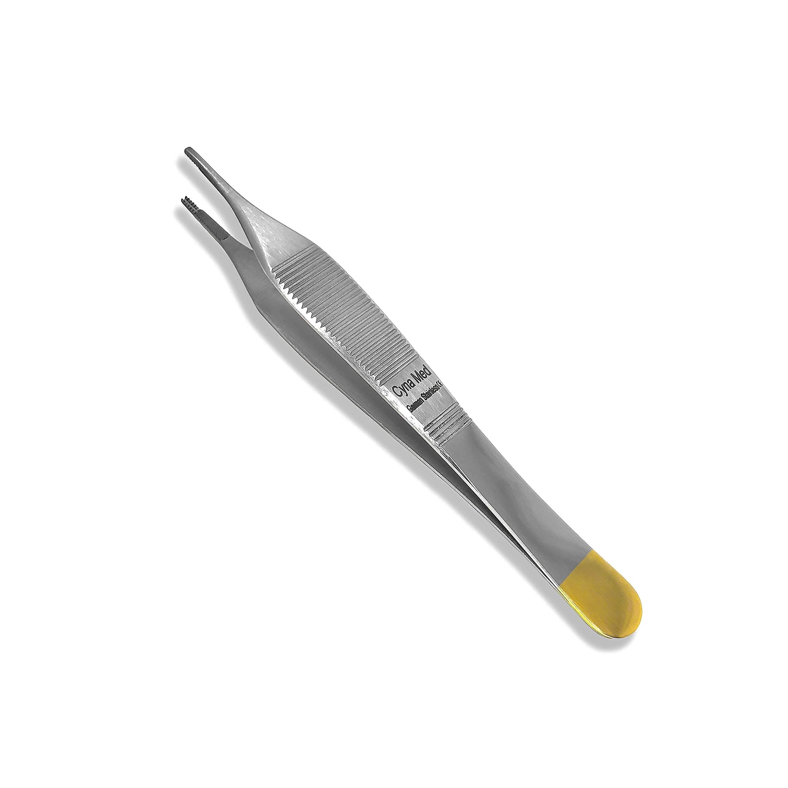 T/C Adson Plastic Surgery Forceps 4.75" Straight Fine Point with Tungsten Carbide Inserts Surgical Veterinary Instruments with Gold Handle (9X9 Teeth, Adson Brown Forceps, TC)