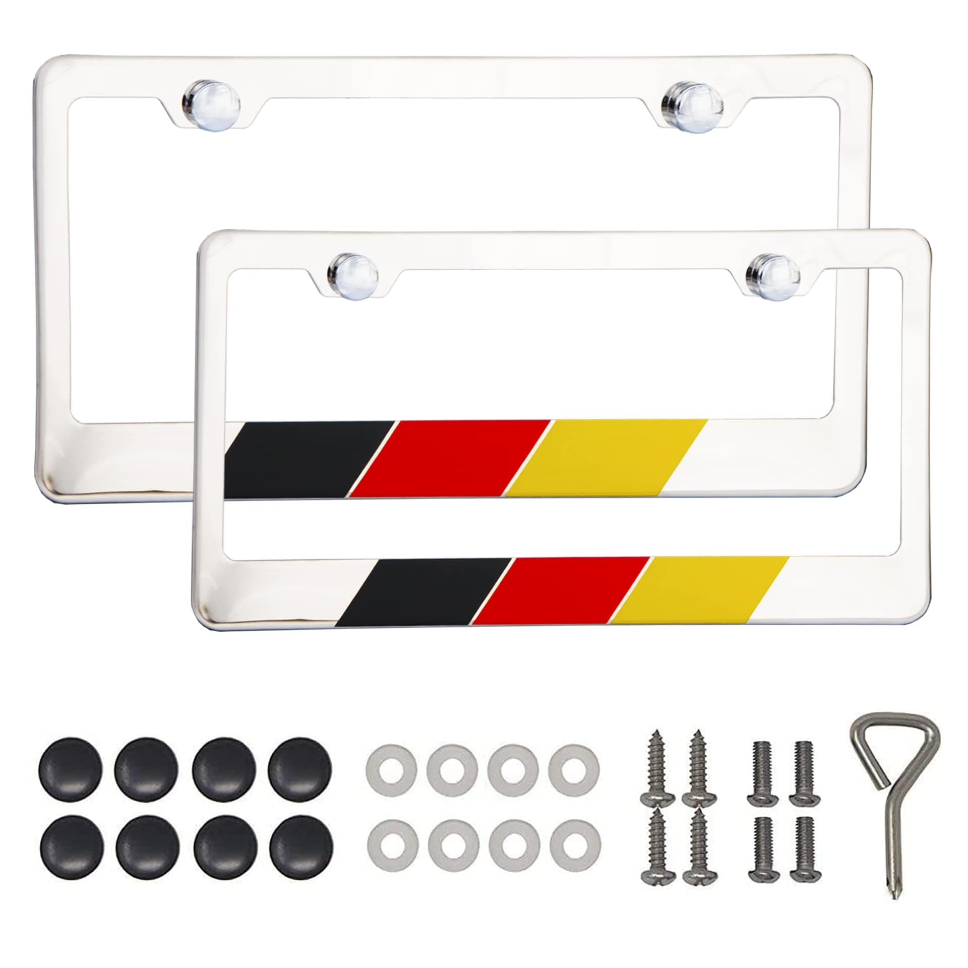 Germany, German Flag License Plate Frame, Chrome High Grade 304 Stainless Steel …