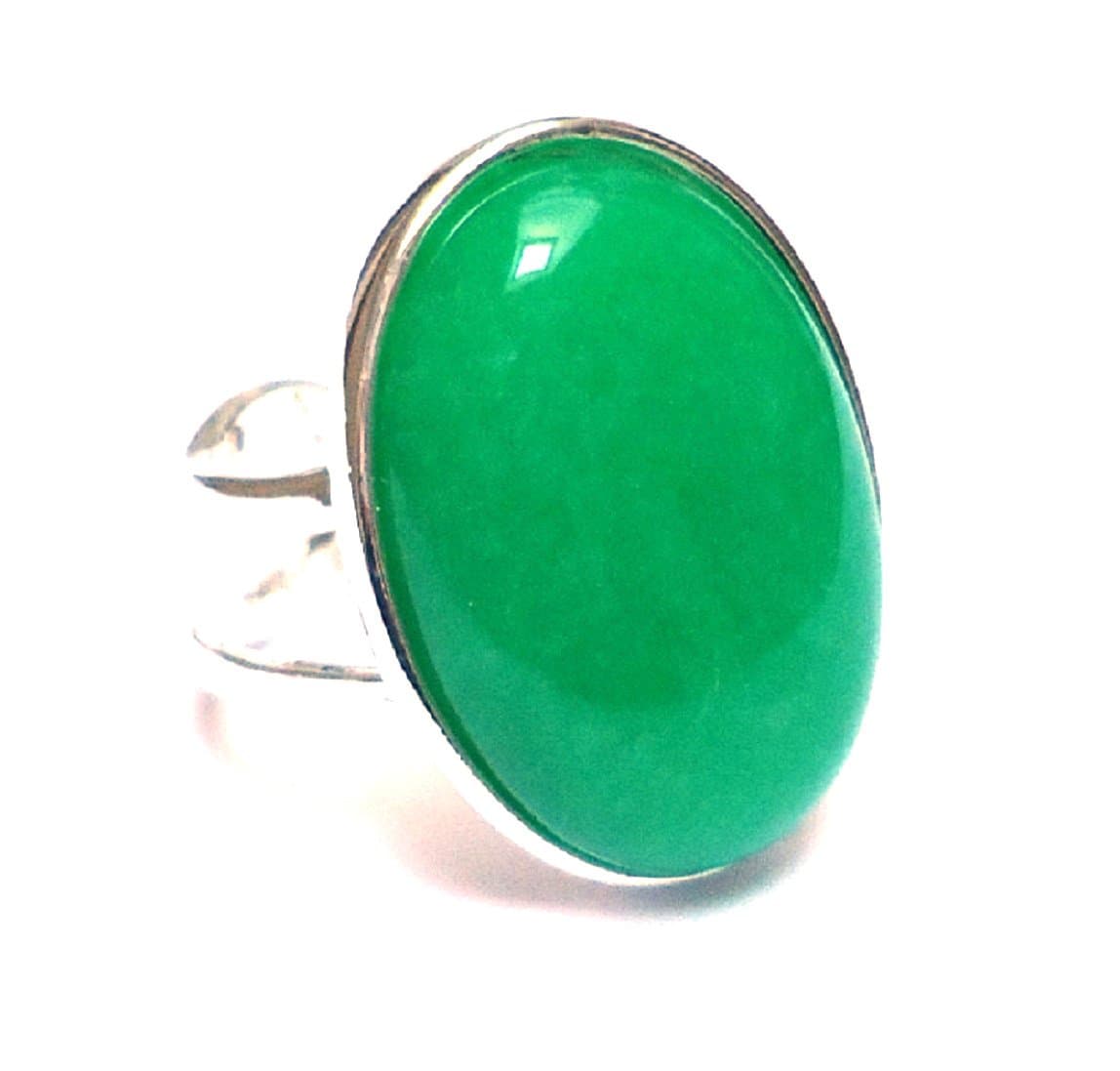 Large Silver Plated Adjustable Ring with Semi Precious Stone Setting