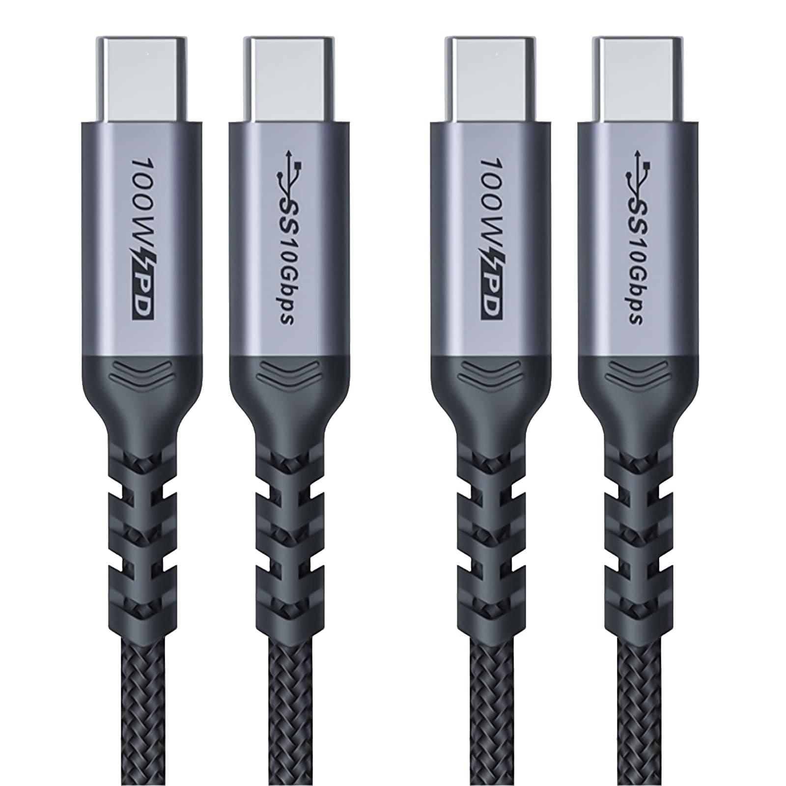 USB C to USB C 6ft 2 Packs, 100W C to C Fast Charging Cable, Type C 3.1 Gen 2 10GBbps High Speed Data Transfer Quick Charge E-Marker Chip Cord, 4K@60Hz Video Output