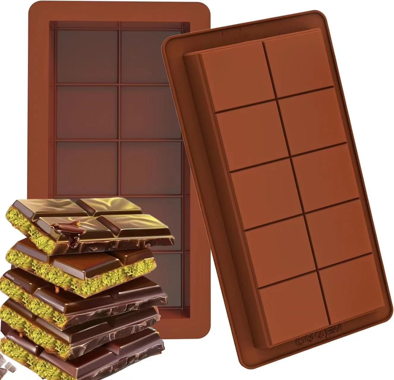 ORCHID M® 2-pack 1 Inch Deep Chocolate Bar Molds Large and Thick Silicone for Stuffed Pistachio Bar, Thick Flexible Molds for Homemade Snacks Baked Protein Energy Bars, Easy Release Moulds Tray