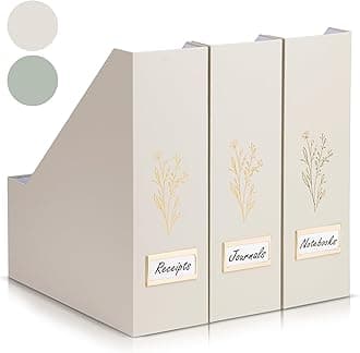 ZICOTO Beautiful Magazine Holder Set Of 3 - Sturdy File Holder to Organize Your Desk Or Shelves - The Perfect Office Storage to Effortlessly Organize Your Paperwork/Files, Magazines, Books Or Binders