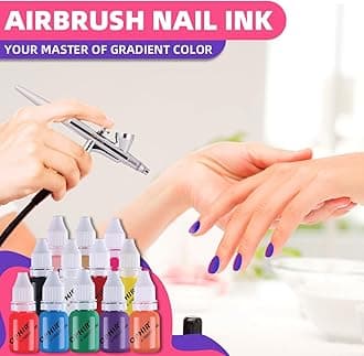 OPHIR 12 Colors Nail Art Inks Airbrush Paint Acrylic Paint Nail Polish/Pigments for Model Hobby,Craft,Leather & Shoe Painting Nail Stencils Painting 10ML/Bottle Nail Tools