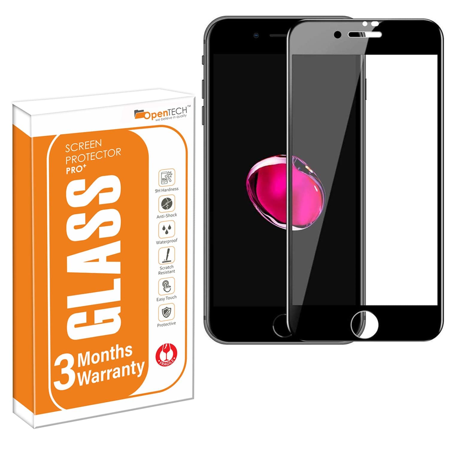 OpenTech® Military-Grade Tempered Glass Screen Protector Compatible for iPhone SE 2, iPhone SE 2020 & iPhone SE 2022 Edge to Edge Coverage with Easy Installation kit