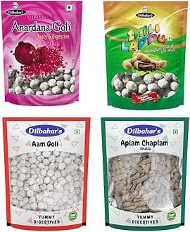 - Dilbahar's Anardana Goli-Imli Laddu-Small-Aam Goli-Aplam Chaplam-Khatta-100g-Pack-of-4 | Digestive Pachak Chatpati Goli | Digestive Goli Pachak | Mukhwas Mouth Freshener | Digestive Pachak Churan