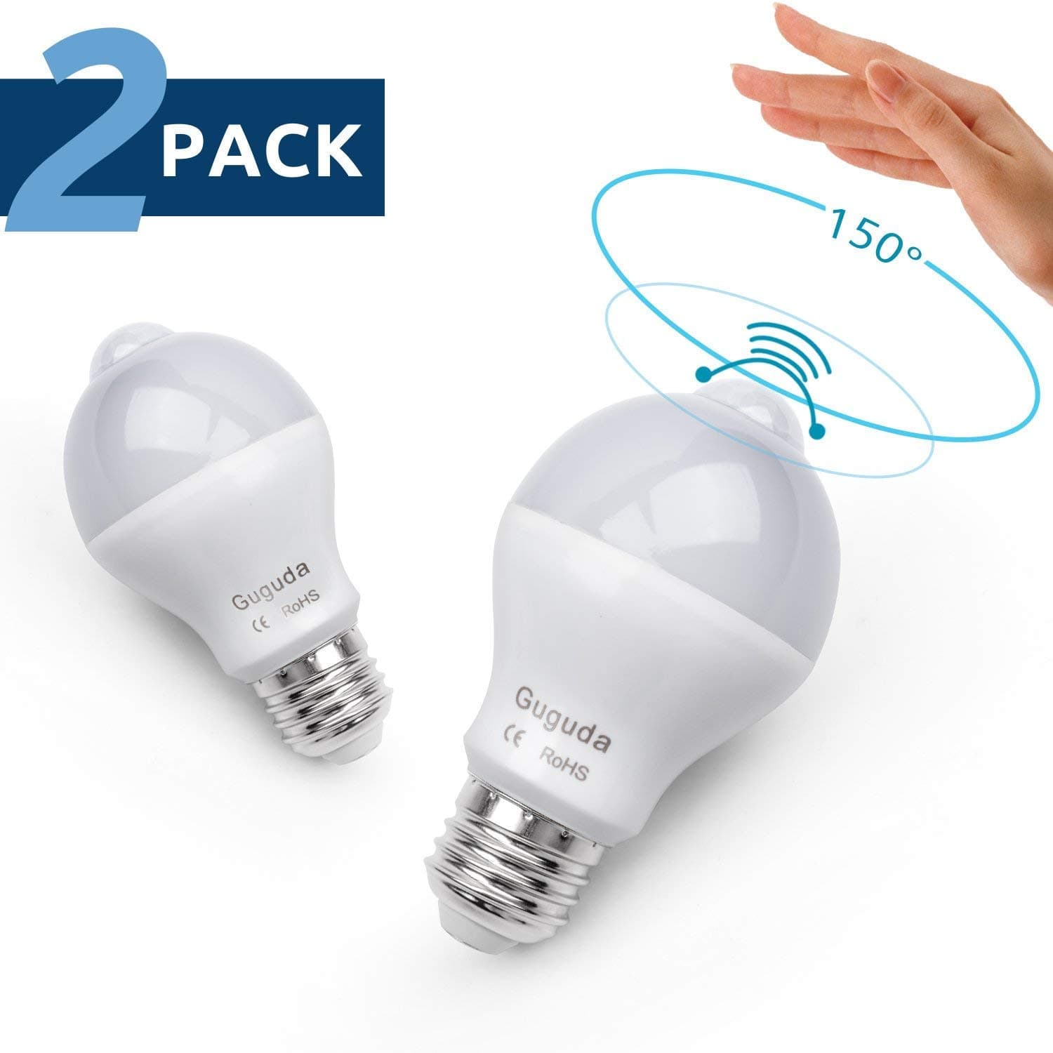 Motion Sensor Light Bulb, 7W PIR Motion Detector Light Bulbs Infrared Dusk to Dawn LED Light Bulbs for Basement Garage Carport E26/E27 (Natural)