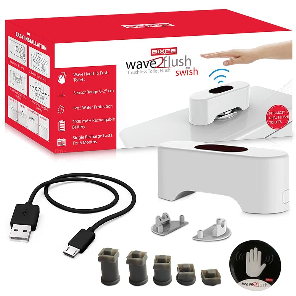 Automatic Toilet Flusher – Infrared Sensor Touchless Toilet Flusher Kit – Waterproof ABS Design – Automatic Toilet Flusher for Home and Public Use – Easy Installation White