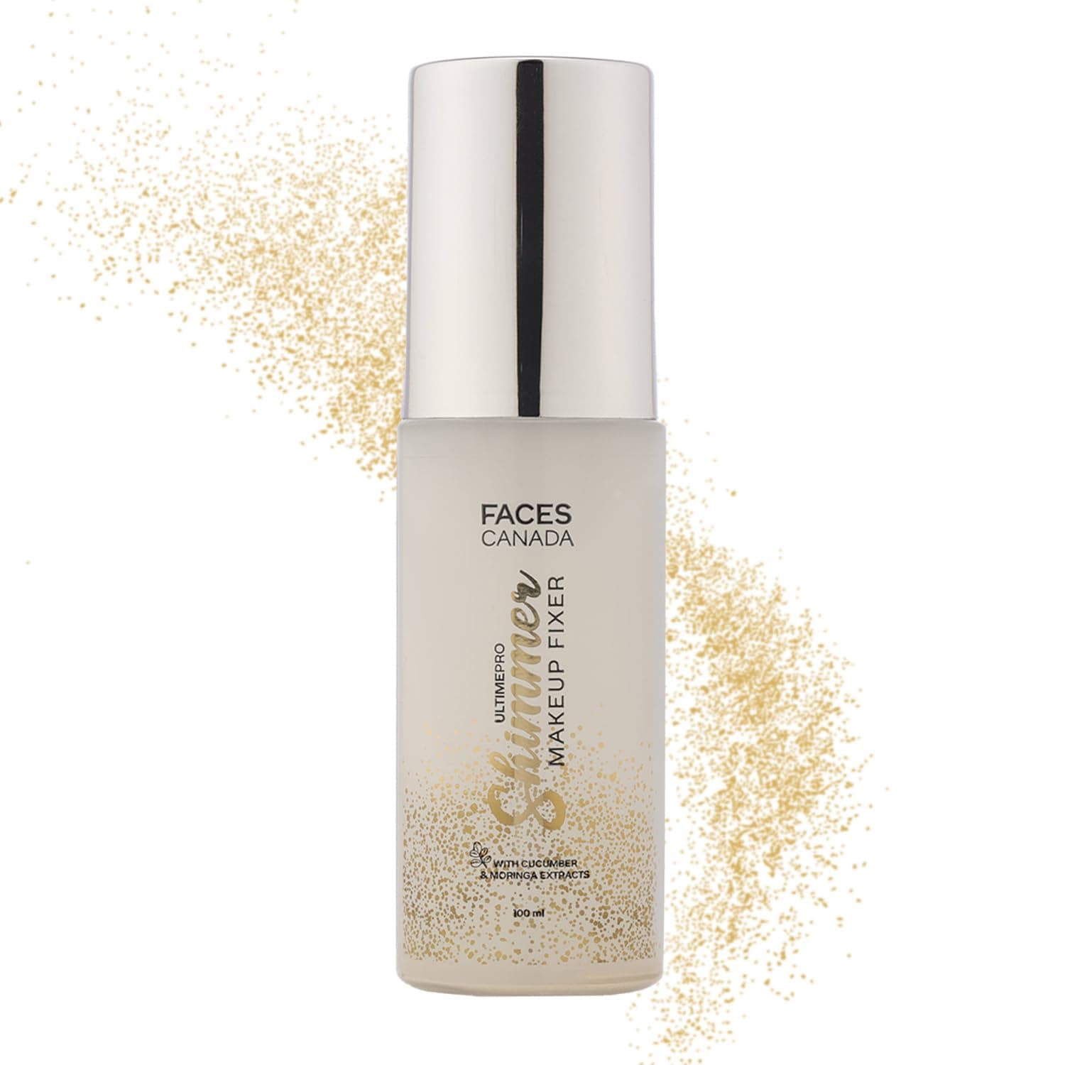FACES CANADA Ultime Pro Shimmer Makeup Fixer, 100ml | Long Lasting Makeup Setting Spray | Keeps Makeup Intact | Glamourous Shimmer Finish | Hydrates, Soothes & Refreshes Skin | Alcohol Free