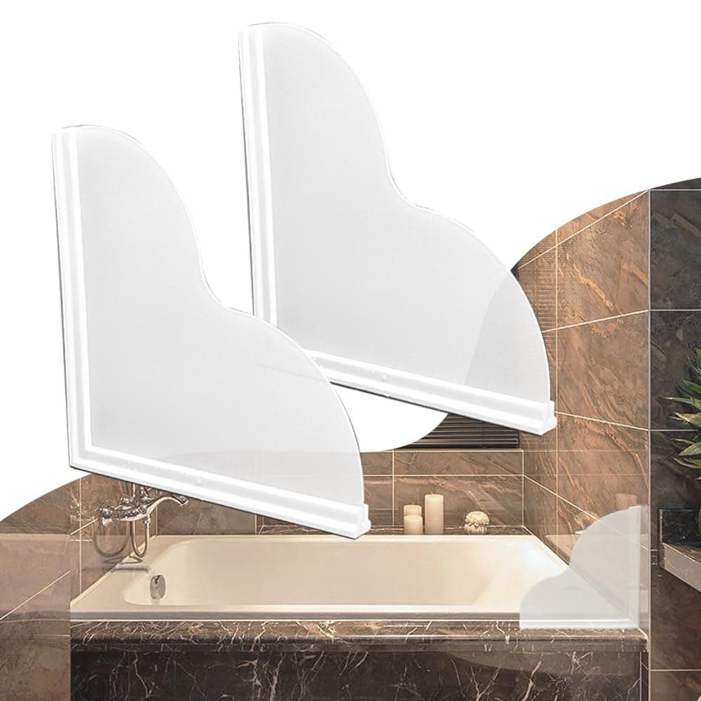 Spidfee Shower Splash Guard Kit, Large Splash Guards for Bathtub Waterproof Self-Adhesive Shower Corner Guards to Keep Water in Shower or Bath, Pack of 2