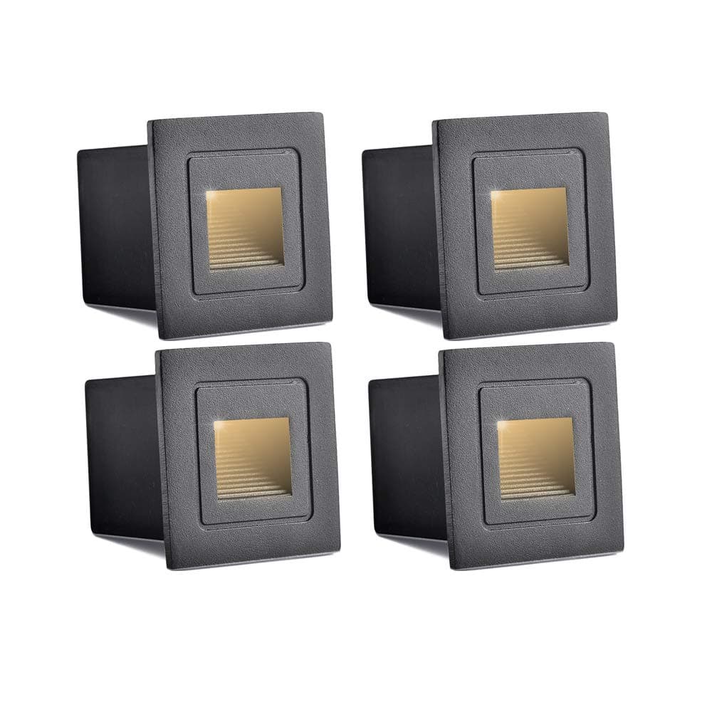 4 Pack Step Lights, 3W 120V 3000K LED Stairs Light Indoor Outdoor Aluminum Waterproof Recessed LED Deck Lights, Warm White