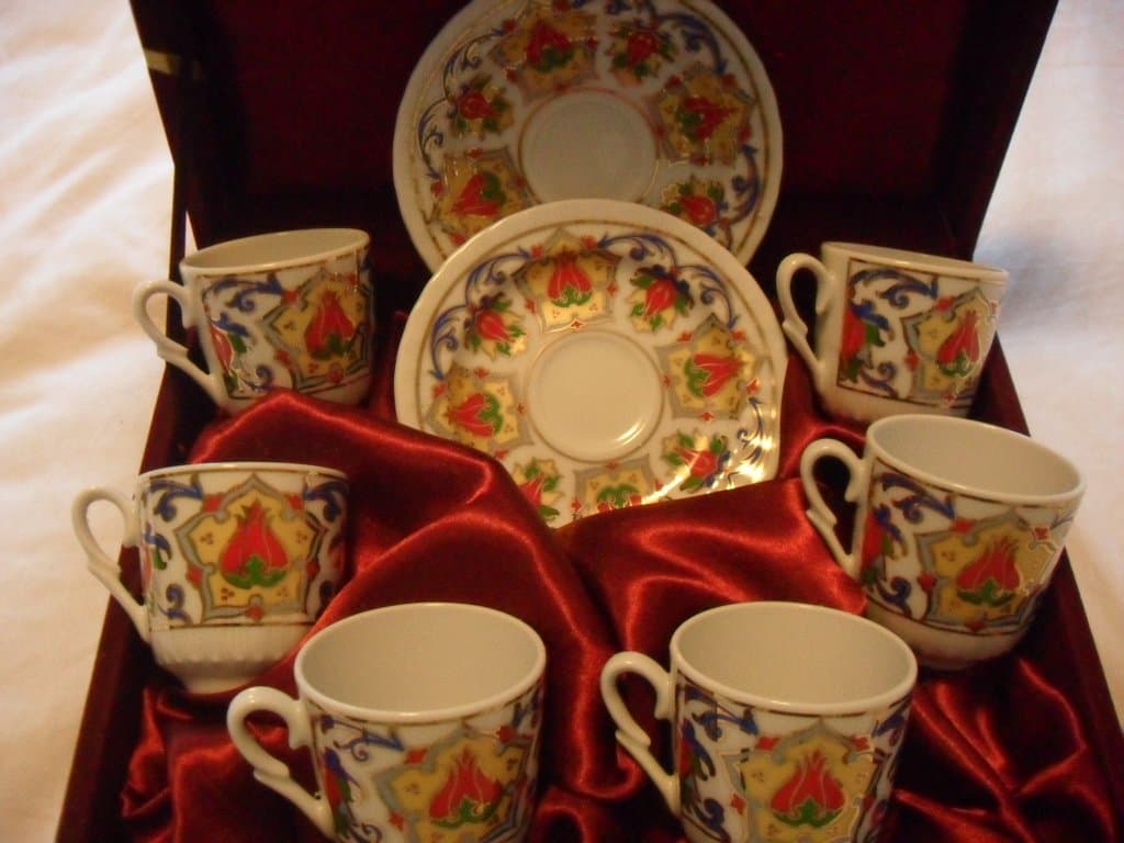 Expresso & Coffee 6 Piece Coffe Set,Hand Made,Hand Painted,Gold Plaited,Porcelain (6 Cups, 6 Saucers)