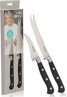 Carverton 2 Piece Set 5" Tomato Knife and 3" Bird's Beak Knife Set, High Carbon Stainless Steel Kitchen Knives w/Black Triple Riveted Handle