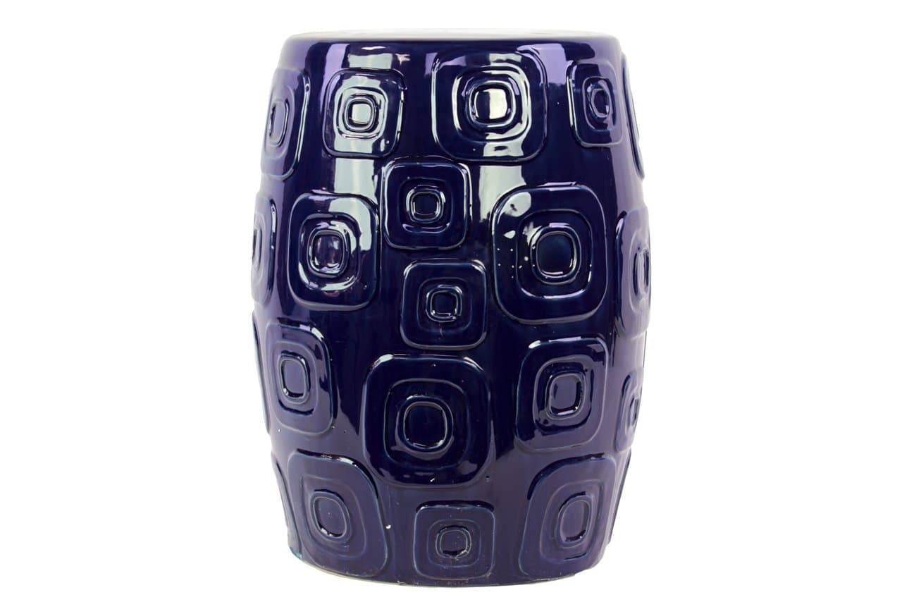 Urban Trends 70758 Decorative Ceramic Stool, Dark Blue