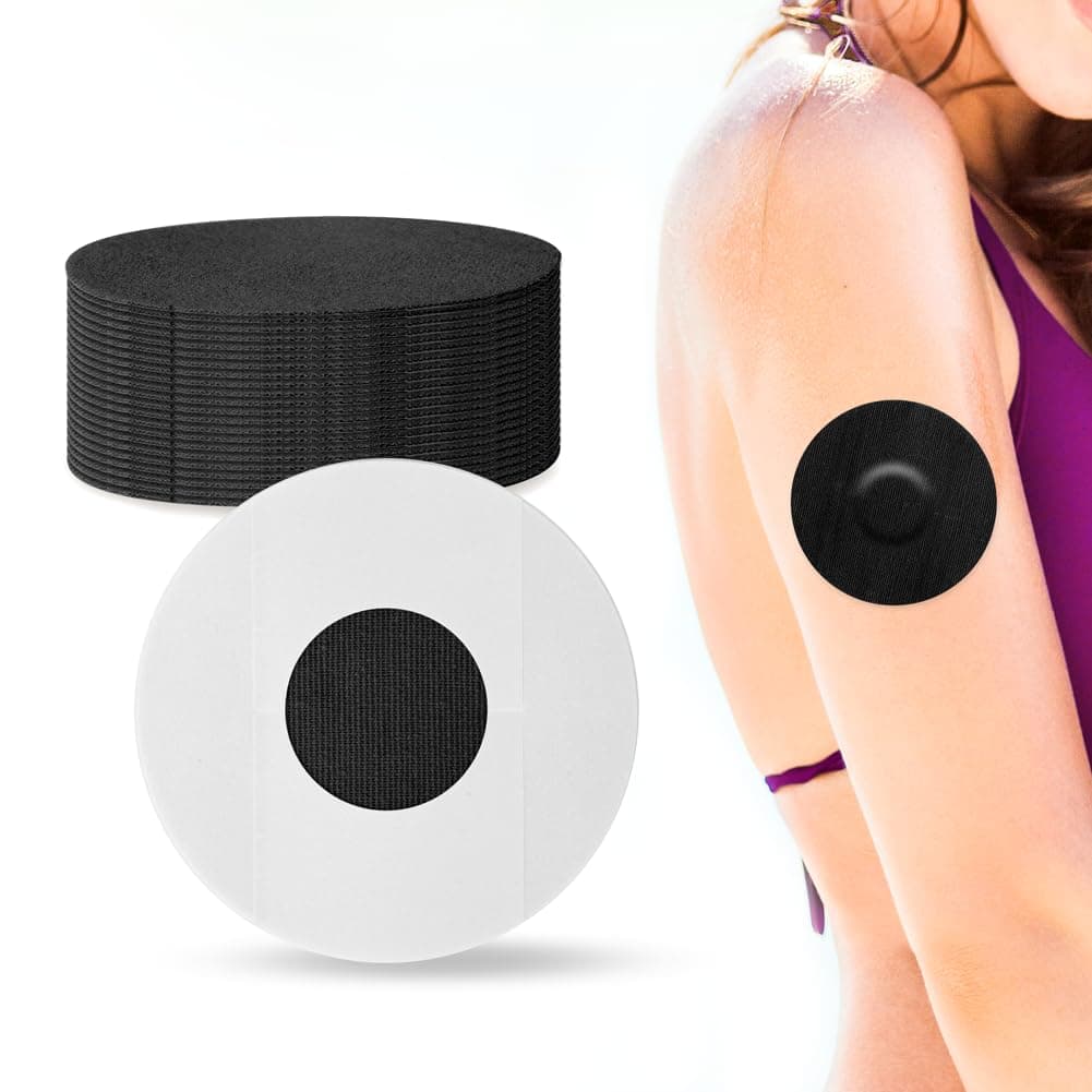 Freestyle Libre 2 Sensor Covers Waterproof - 20 Packs Freestyle Libre Sensor Cover, Adhesive Patches, CGM Patches Without Glue by YOUSHARES (Black)