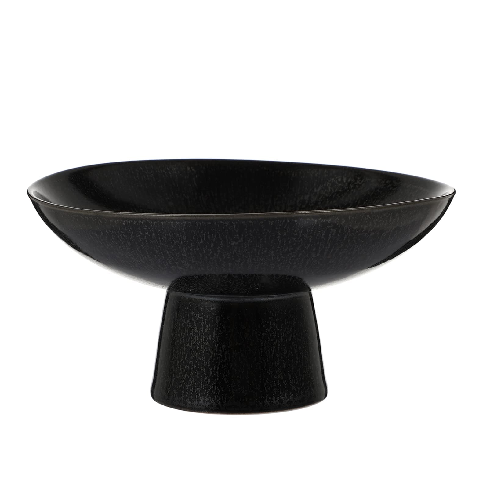 Angoily Ceramic Footed Bowl Round Bowl Ceramic Serving Dish Decorative Fruit Bowl Dessert Display Stand Holder for Kitchen Counter Centerpiece Table Decor, Black