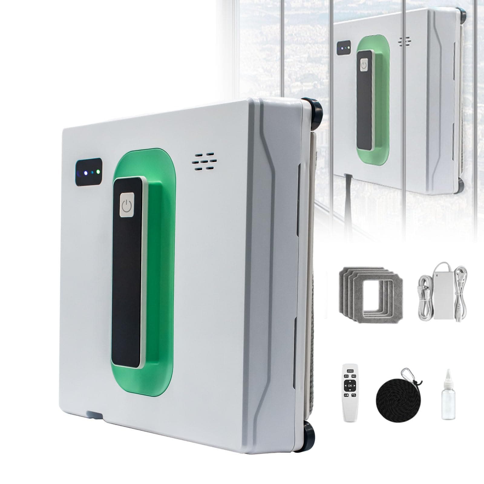 QJJML Automatic Window Cleaning Robot, Smart Double-side Water Spray, 2500Pa Robotic Window Cleaner For Interior/Exterior Window High Buildings