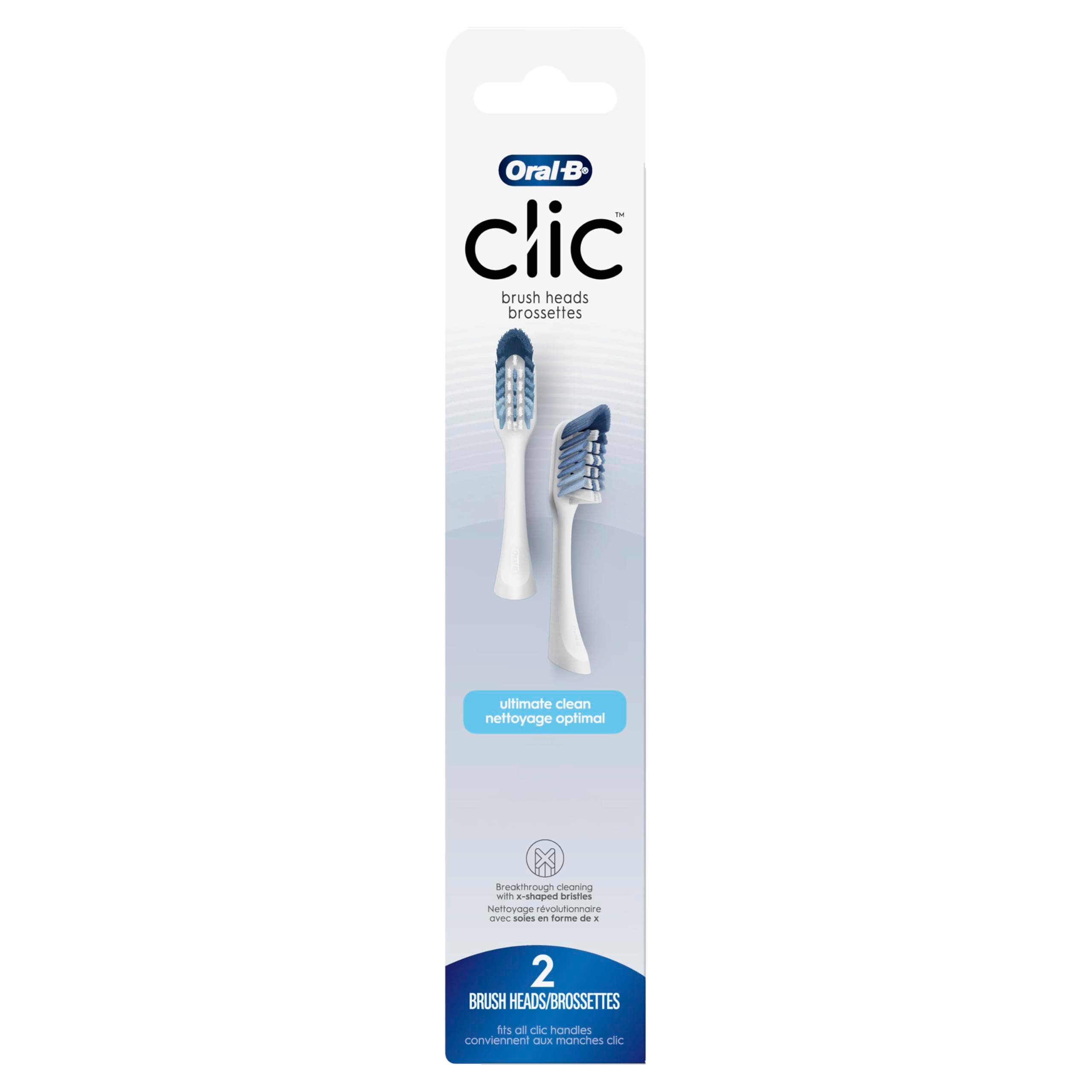 Oral-B Clic Toothbrush Replacement Heads, 2 Count toothbrushes, White Refill Brush Heads