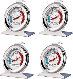 4 Pack Refrigerator Freezer Thermometer Large Dial Analog Thermometer