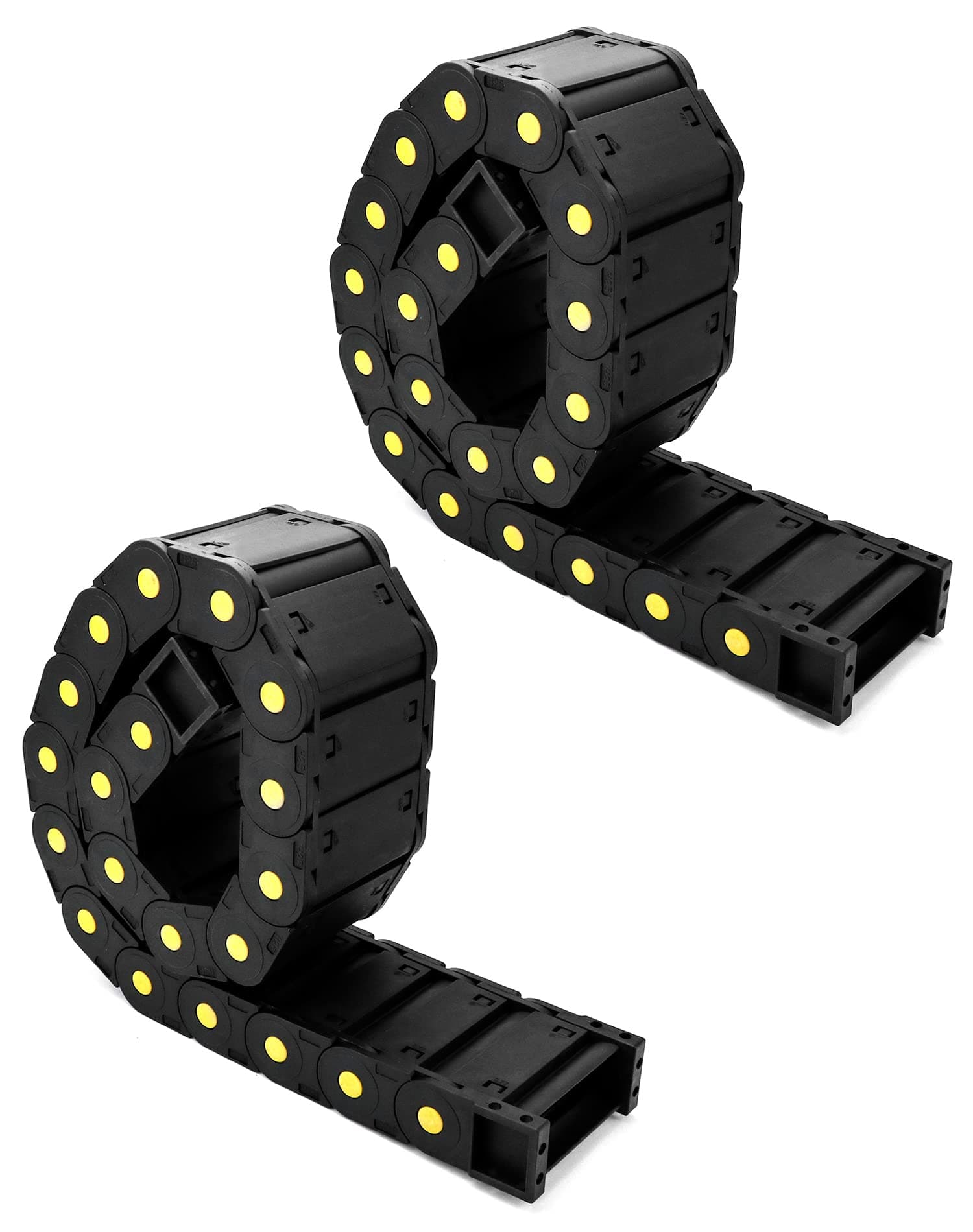 QWORK Plastic Nested Semi Open Cable Drag Chain, Flexible Enclosed Twist Chains, 2 Pack Wire Carrier Toughness Closed Chain for 3D Printer Parts CNC 3D Electrical Machines Router Mill, 25 x 77mm