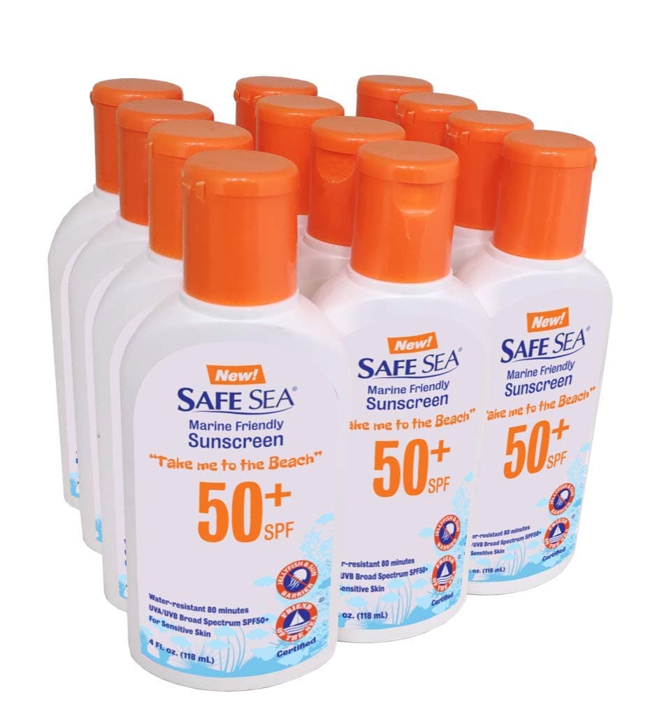 Safe Sea SPF50+ Sting Blocking Sunscreen | 120ml Bottle (Pack of 12) | For Sensitive Skin | Anti Jellyfish Sting Protective Lotion | Coral Reef Safe Sunscreen