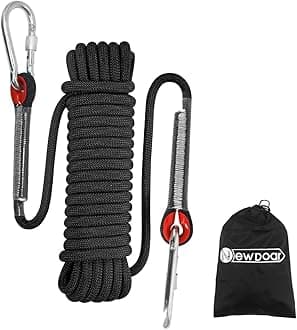 NewDoar 10mm Climbing Accessory Cord High Strength Rope Equipment for Mountain Climb for Outdoor Survival, Hiking(Black/33ft/10M)