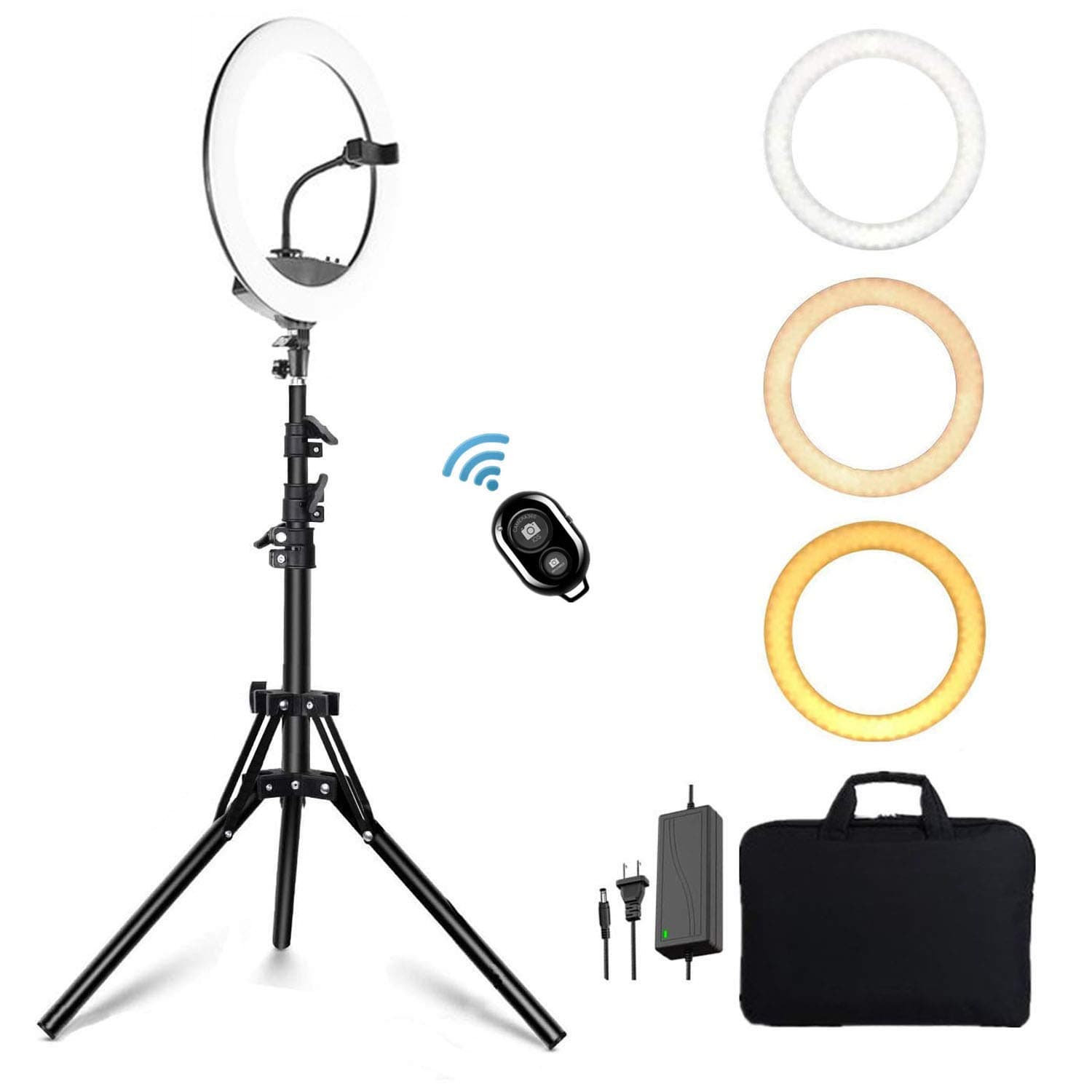 14" Selfie Ring Light with Tripod Stand 63" and 2 Phone Holder for Live Stream/Makeup,LED Beauty Camera Ringlight for YouTube Videos/Vlog/TIK Tok/Live, Compatible with iPhone & Android