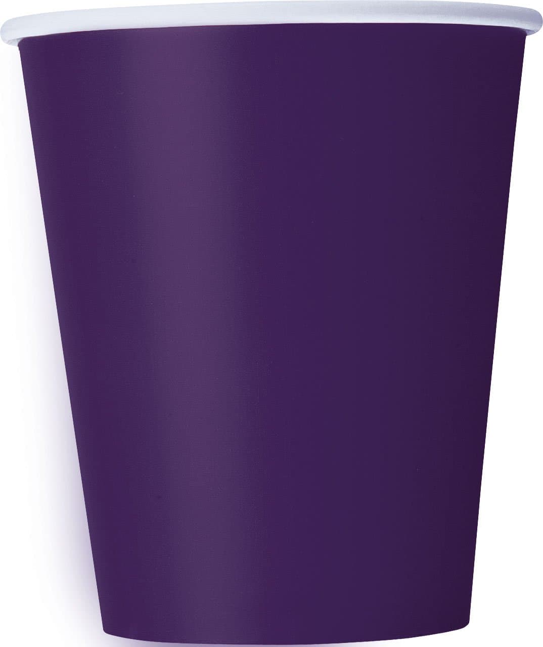 Plain Deep Purple Disposable Paper Cups - 9oz, 14 Count - Ideal for Parties, Picnics, & All Occasions