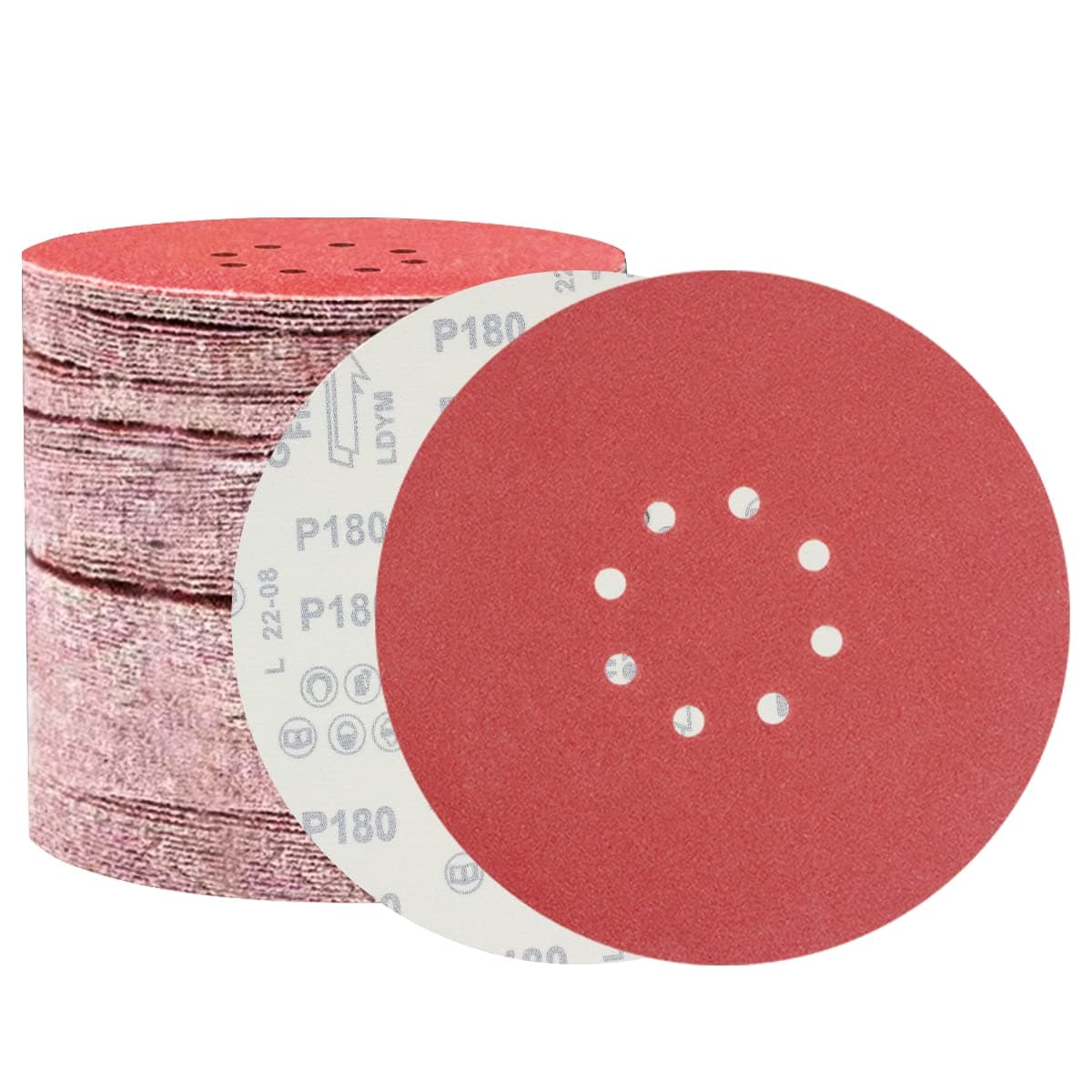 FEIHU 225mm Sanding discs, Sander Disc 8 Hole 225mm Hook and Loop Sanding Discs 9 inch Sanding Discs Each 10 x Grain 40/60/100/80/120/240,Sandpaper for drywall Sander (60 PCS)
