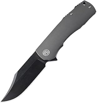 Petrified fishPFP03 Victor,3.58" 154CM Steel Black Stonewashed Blade,4.8oz Aluminium Handle Flipper Liner lock Folding knife (Gray - A Stonewashed)