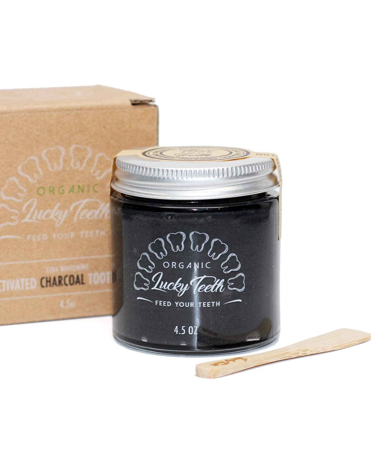 Charcoal Toothpaste Xtra Whitening Toothpaste - by Lucky Teeth - All Natural, Organic, Remineralizing and Fortifying (4.5 oz Glass 1 Pack)