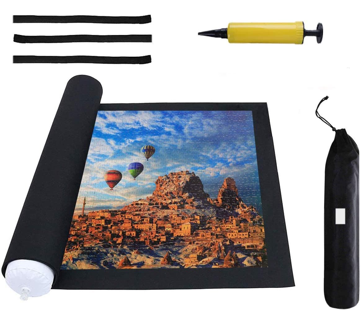D&D Jigsaw Puzzle Mat Roll Up 3000 Pcs Saver Large Puzzles Board with Inflatable Tube Hand Pump Storage Bag Adjustable Velcro Strap for Kids Jigsaw Puzzle Games