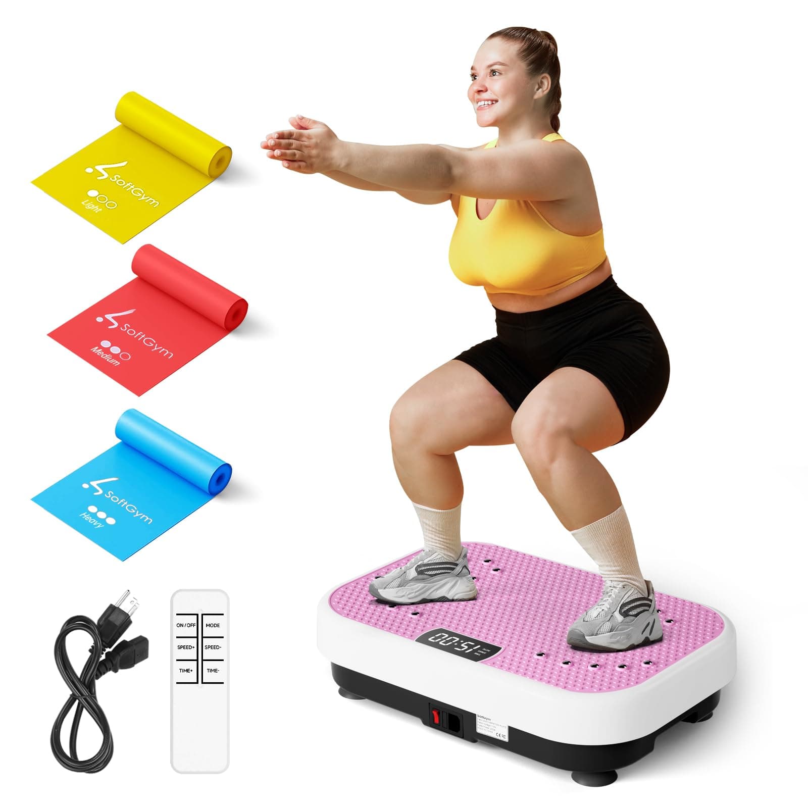 SoftGym Power Waver Exercise Machine with Resistance Bands for Workout, Vibrating Platform for Foot Massage, 400lb Waver Vibrating Plate with Exercise Bands - 13