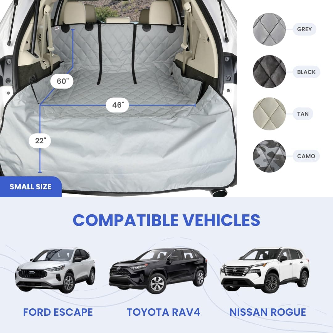 4Knines SUV Cargo Liner for Fold Down Seats - 60/40 Split and Armrest Pass-Through Compatible - USA Based Company (Small, Tan)