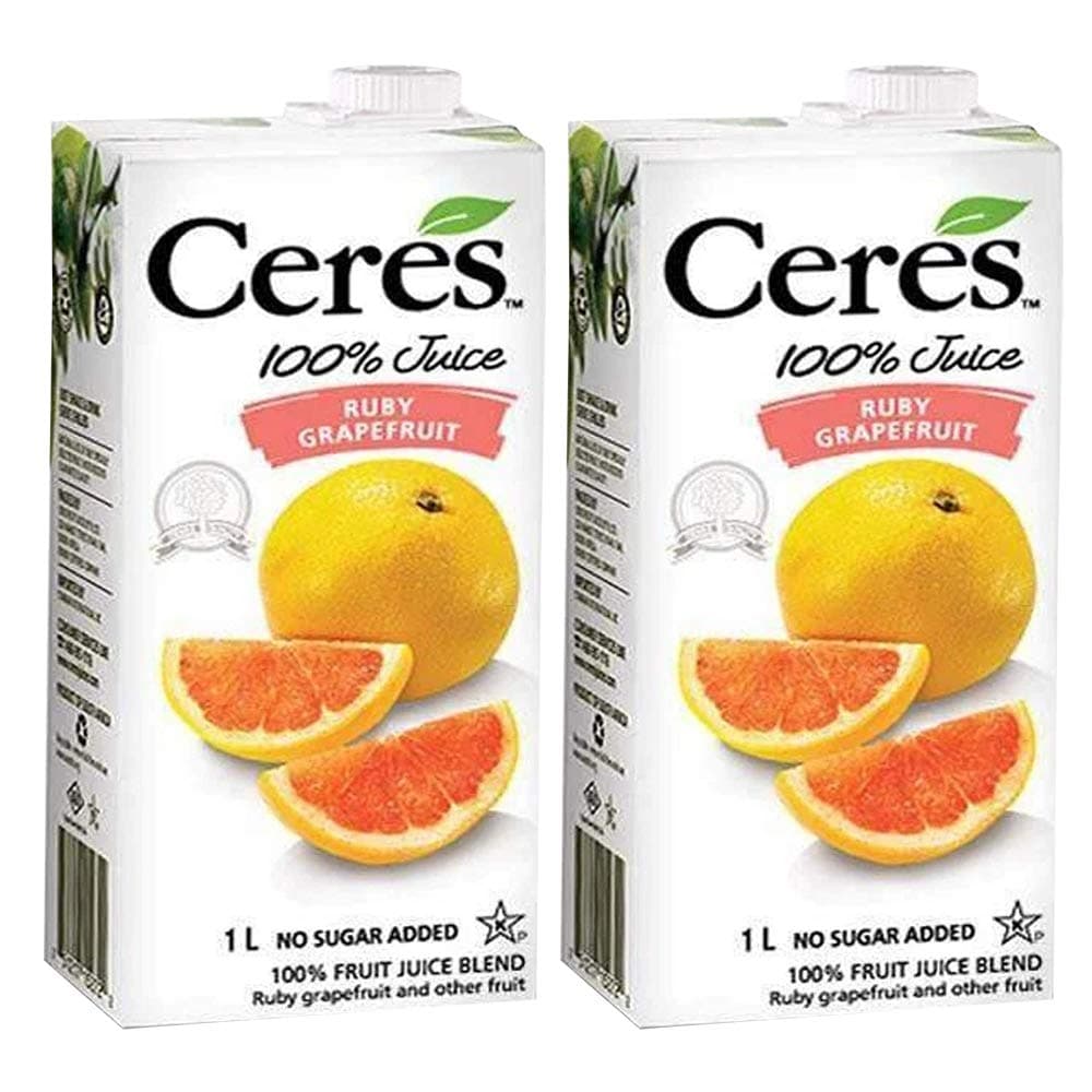 Ceres Ruby Grapefruit Fruit Juice No Sugar Added, 33.81 fl oz ℮ 1000 ml, 2 Pack