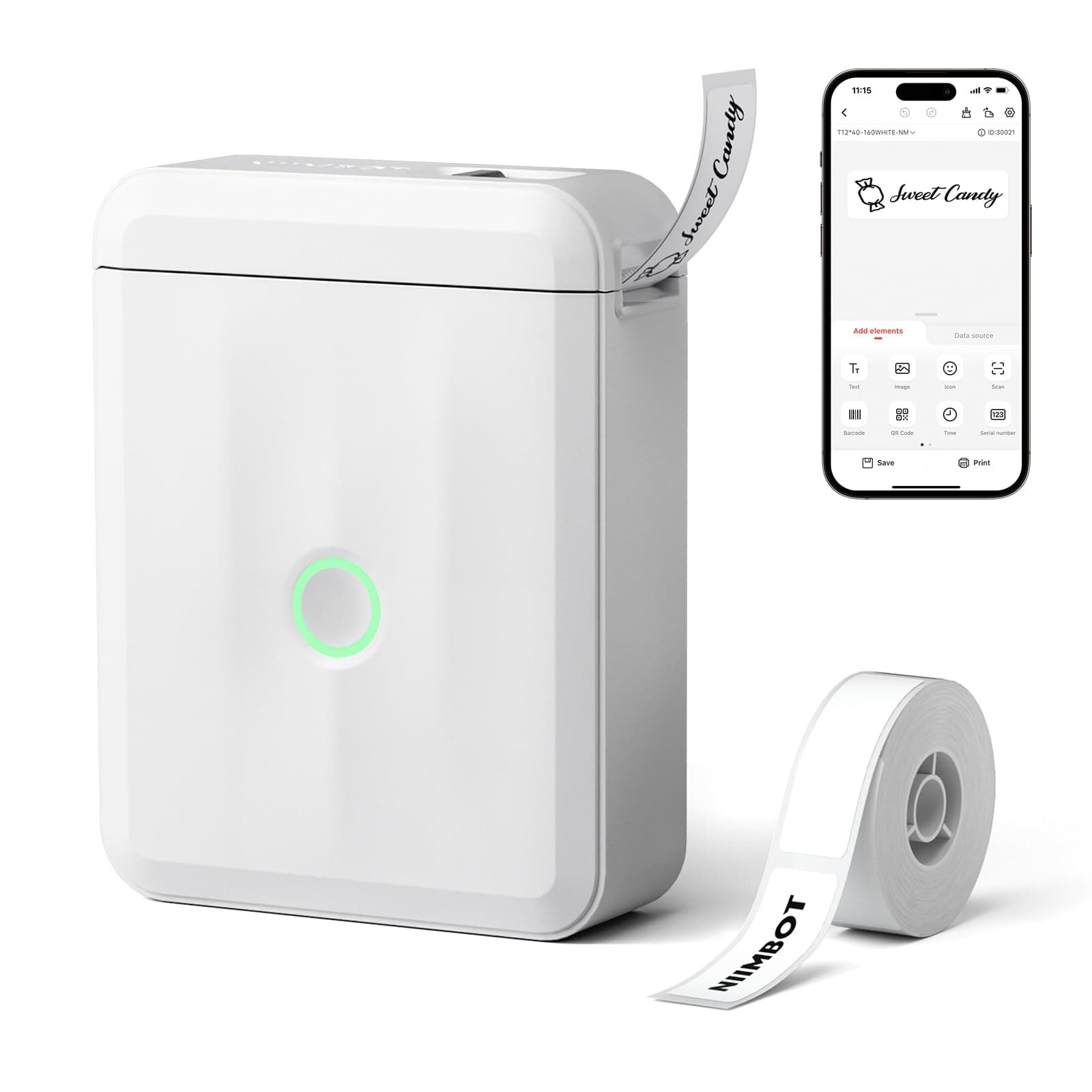 D110 Upgraded Version Mini Label Maker Machine with Tape, Portable Bluetooth Thermal Printer, Sticker Labeler with Multiple Templates for Office Organization Home Kitchen School, White